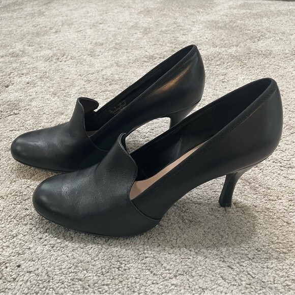 Franco Sarto Riva Black Leather Pump Heels Size 10 - Picture 8 of 11